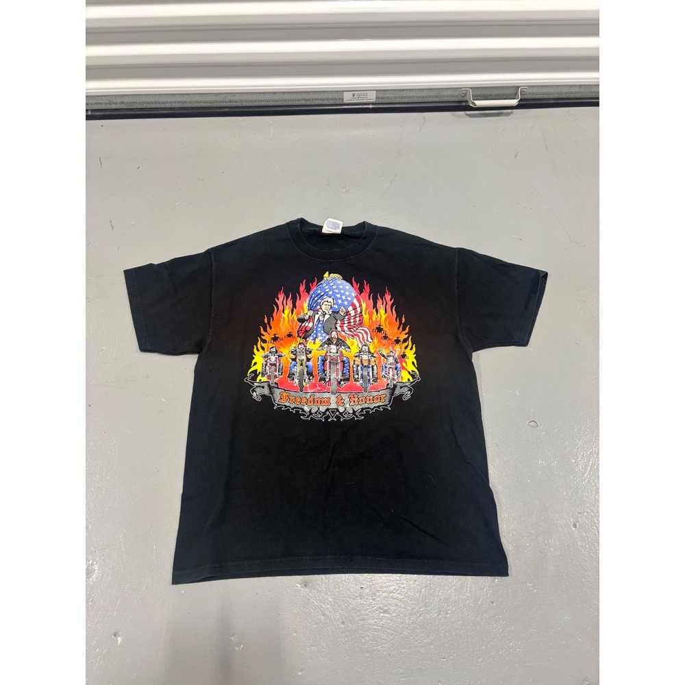 Mens Freedom Honor Biker T-Shirt Black Route 30‎ Biker Leathers Mansfield OH